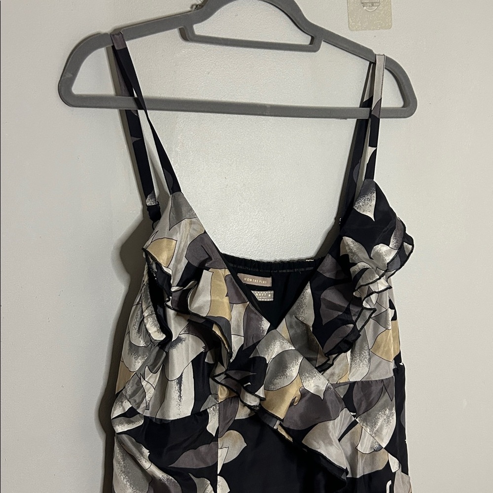 Old Navy Women's Plus Black and Gray 100% Silk Dress Dress - Picture 2 of 8